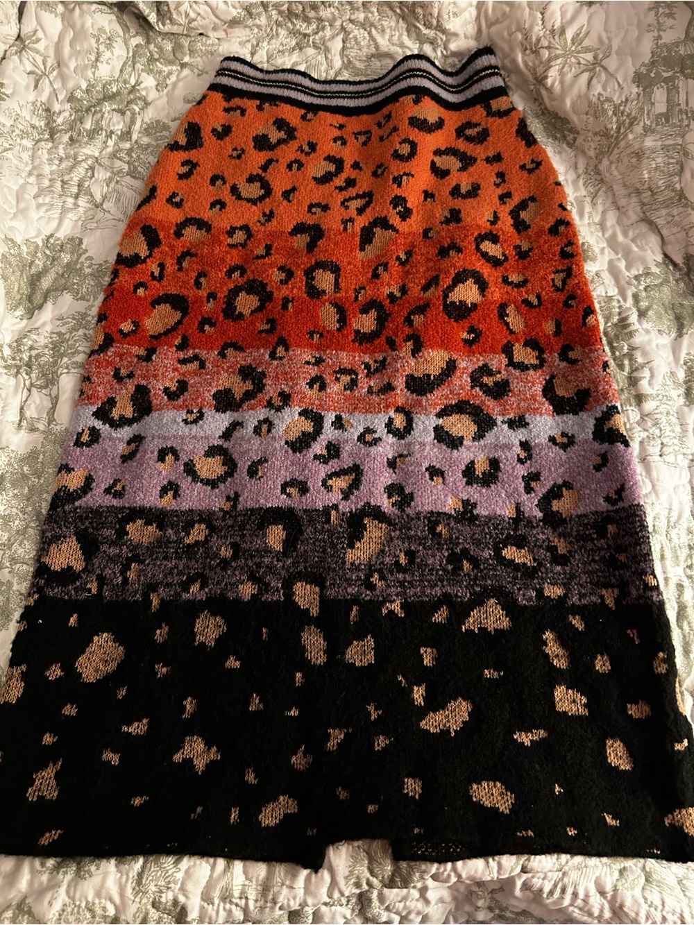 Gently Loved Maeve Sweater Knit Leopard Pencil Skirt for Anthropologie